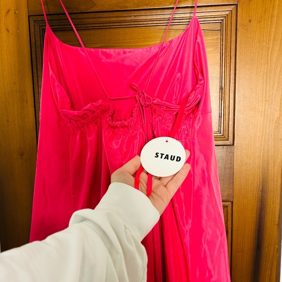 STAUD NWT $495 Florence A-Line Sleeveless Open-Back Pink Gown Size Large - Picture 12 of 12